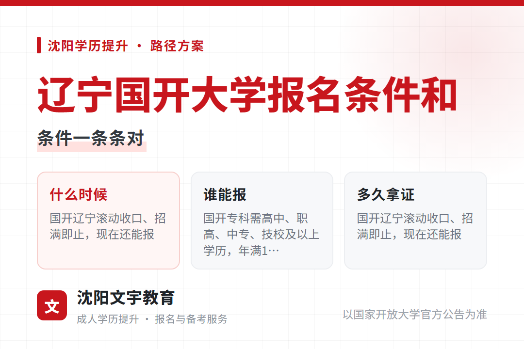 2026年辽宁国开大学报名条件与学费：前置学历条件一条条对